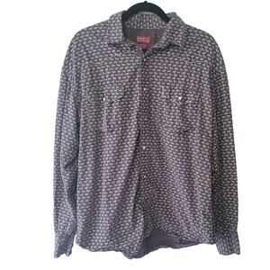 Red Ranch Size XL Premium‎ Pearl Snap All Over Print Stud Horse Western